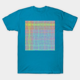 Wavy Plaid Rainbow on Soft Green T-Shirt